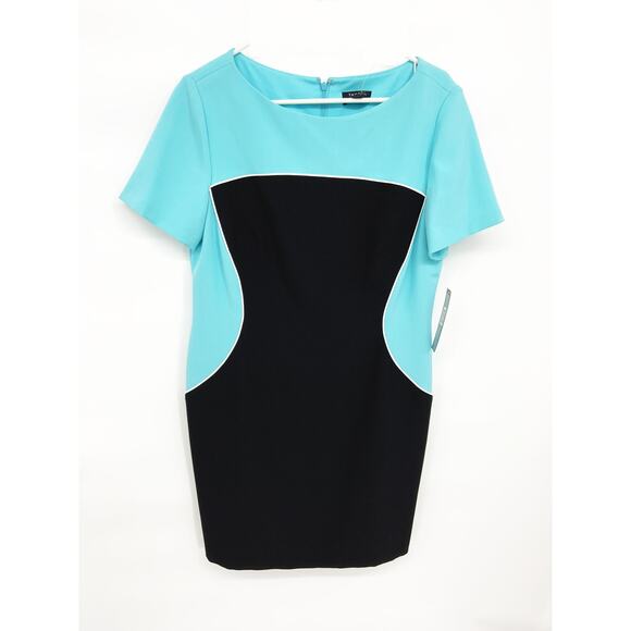 Tahari Womens A-Line Blue Black Bodycon Formal Mini Dress Size 12P - Picture 1 of 6